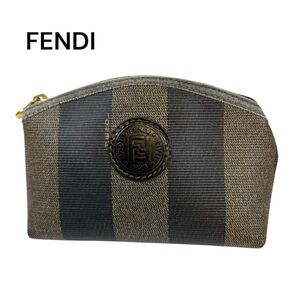 Fendi Black and Brown Striped Pouch